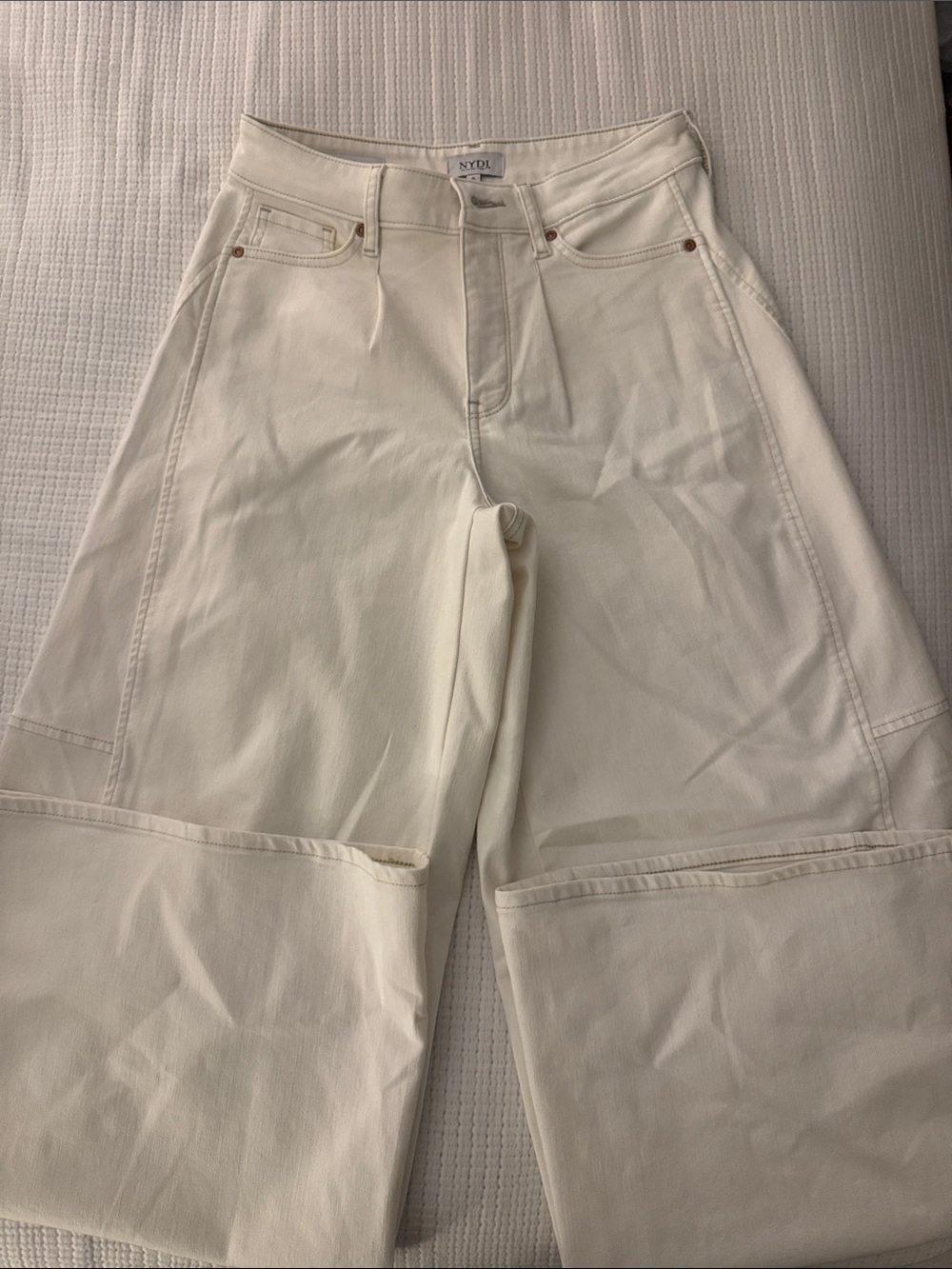 NYDJ white High-Rise Wide Leg Jeans
